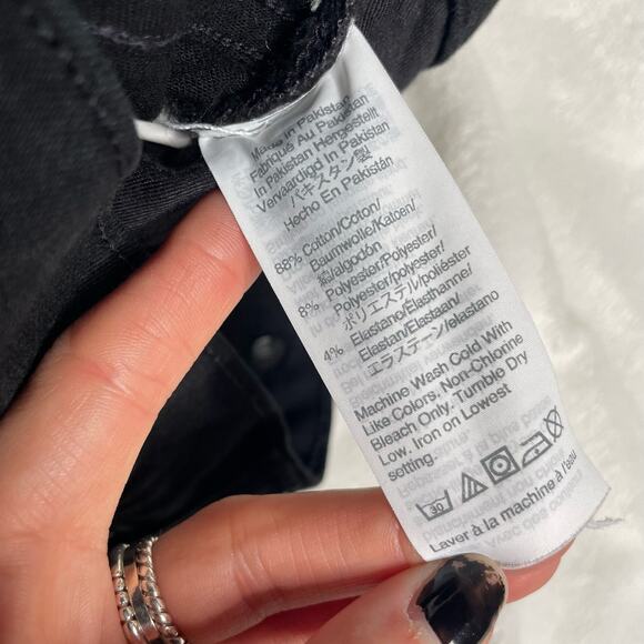 MADEWELL 11" High Rise Waist Skinny Raw Hem Distressed Black Jean 28 - Picture 4 of 5